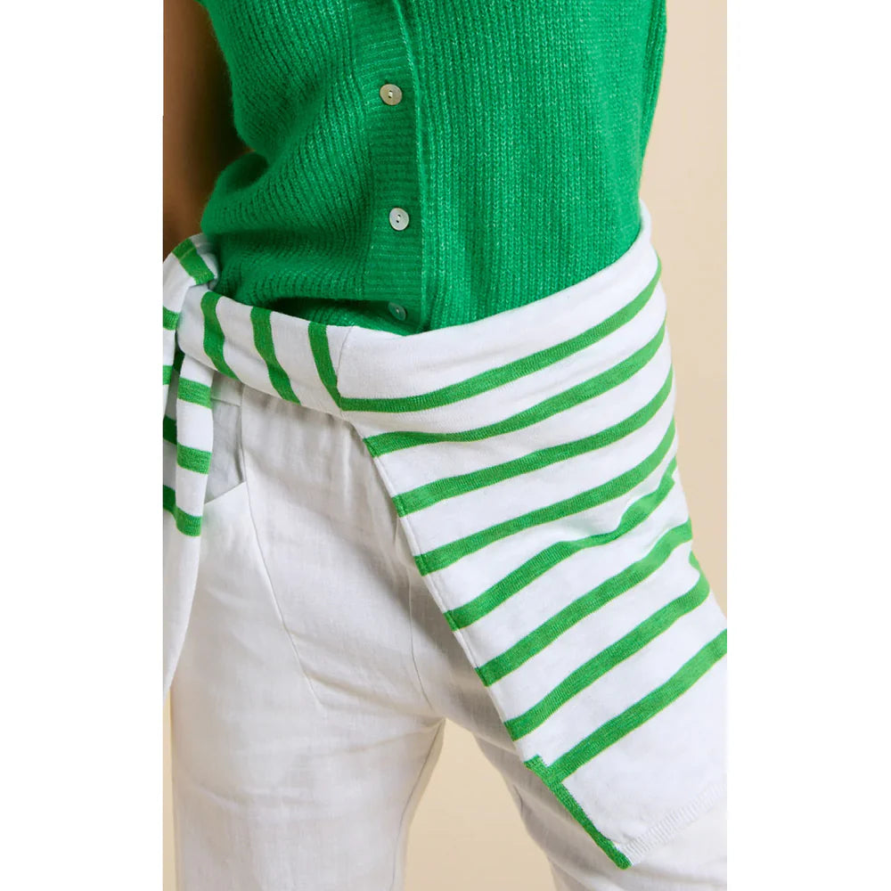 Bobbie Top White/Green Stripe