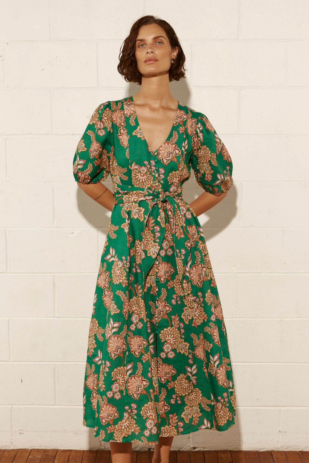 Ebb Dress Kgari Palm Green