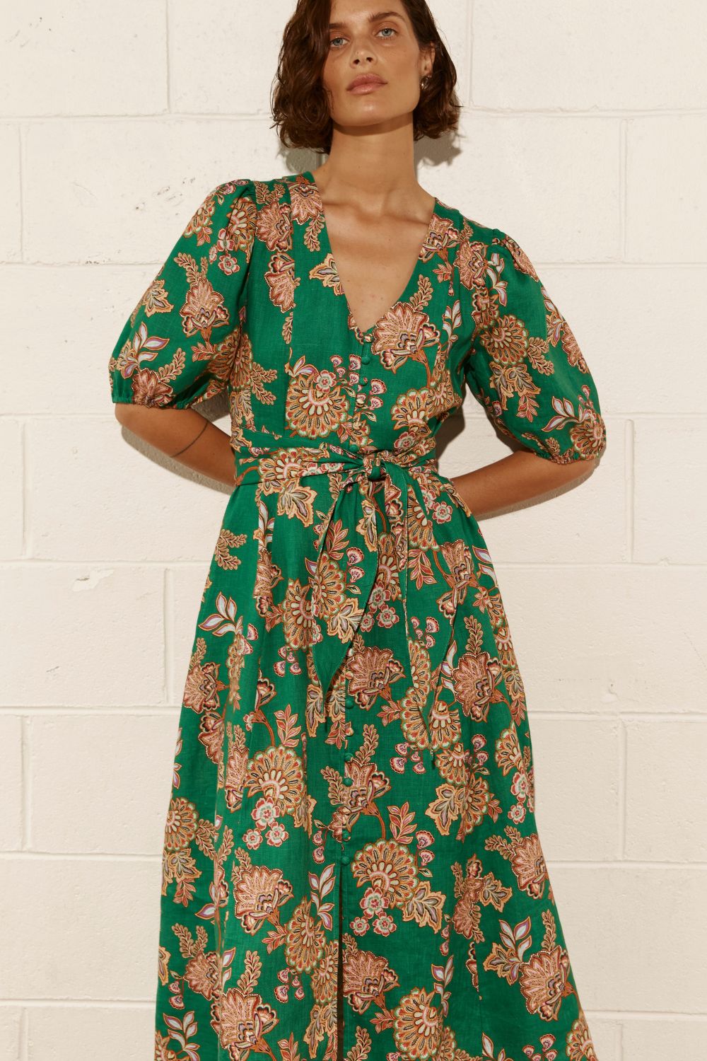 Ebb Dress Kgari Palm Green
