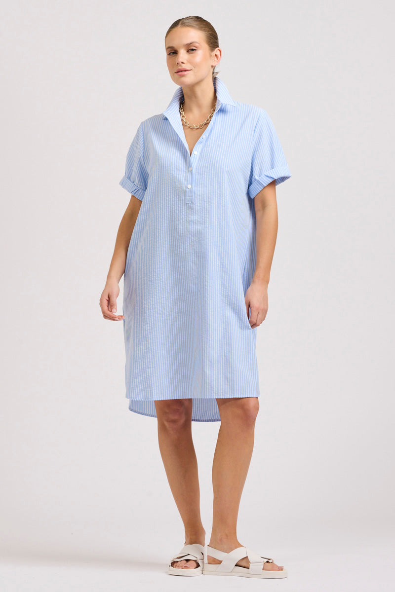 Katie Short Sleeve Shirtdress Blue