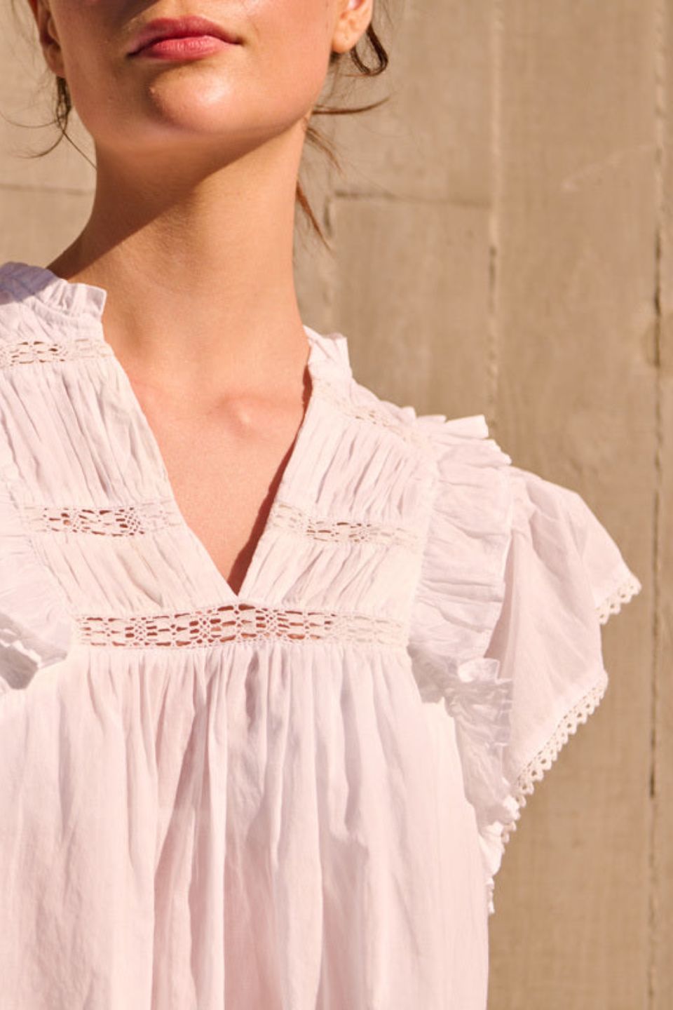 Butterfly Shirred Blouse White