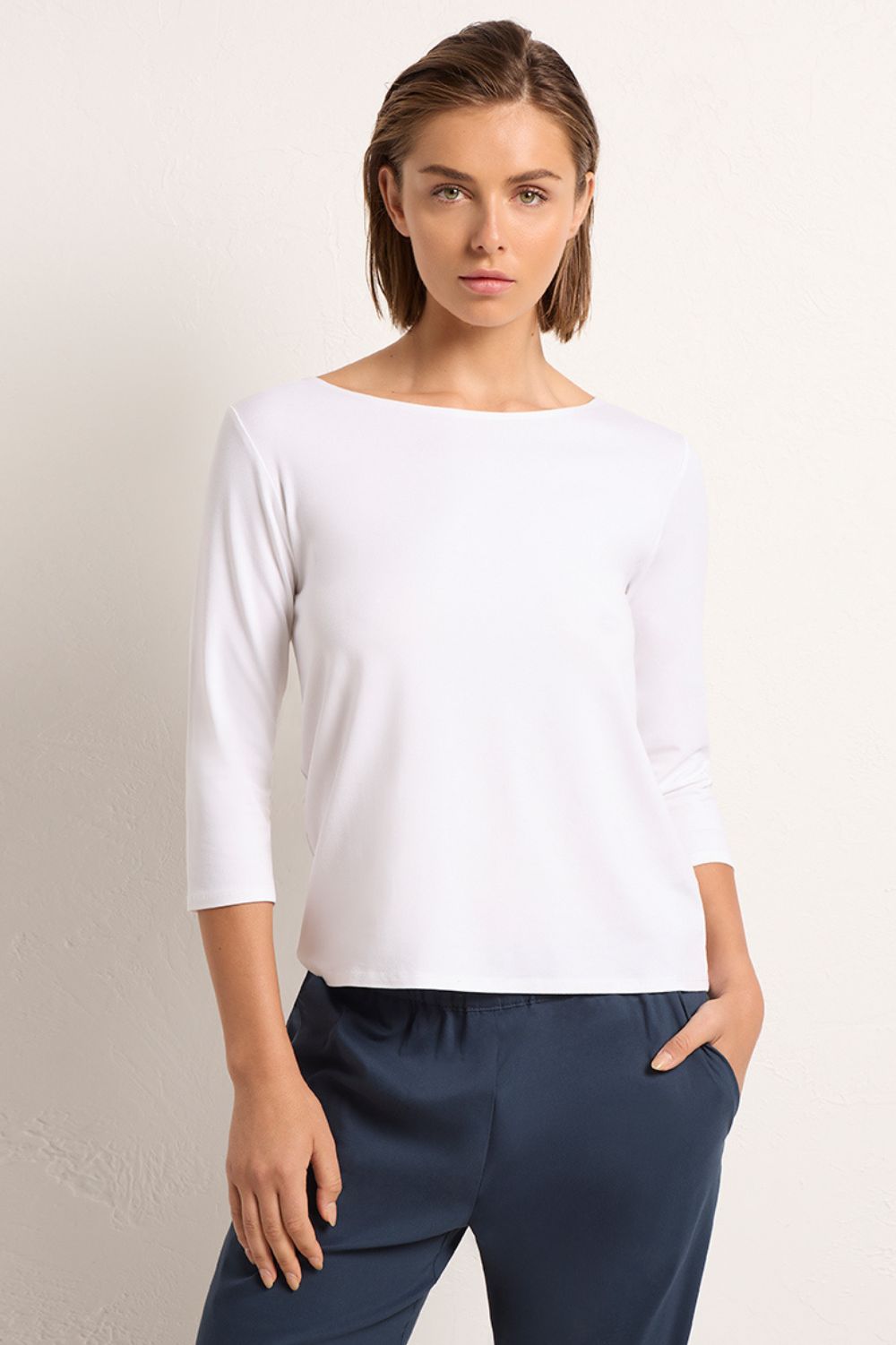 Relaxed Boat Neck White
