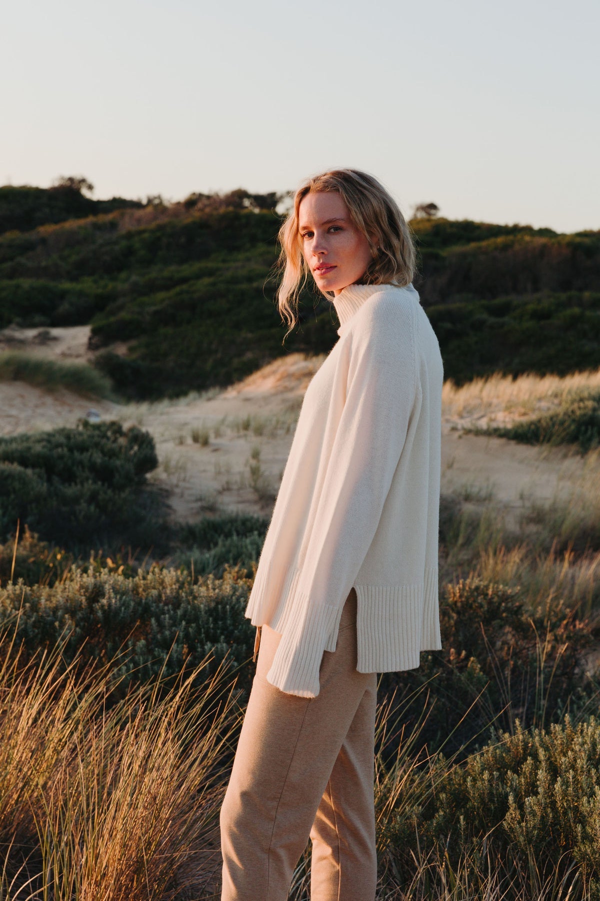 Heritage Mock Neck Pullover Vanilla
