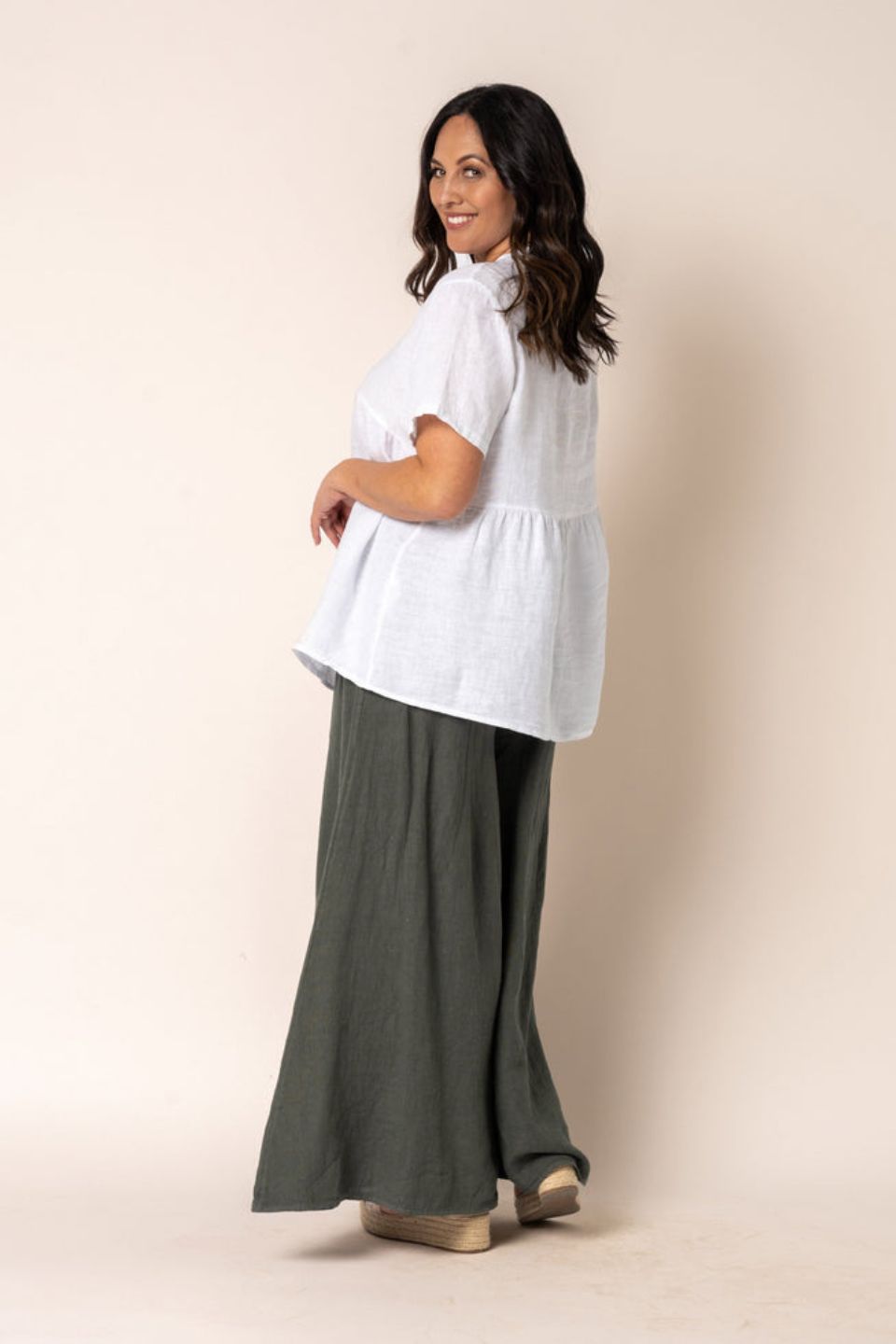 Aster Linen Top in White