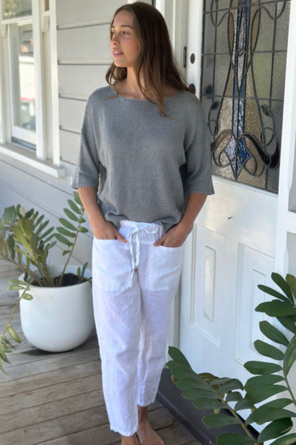Jessie Pant Linen White