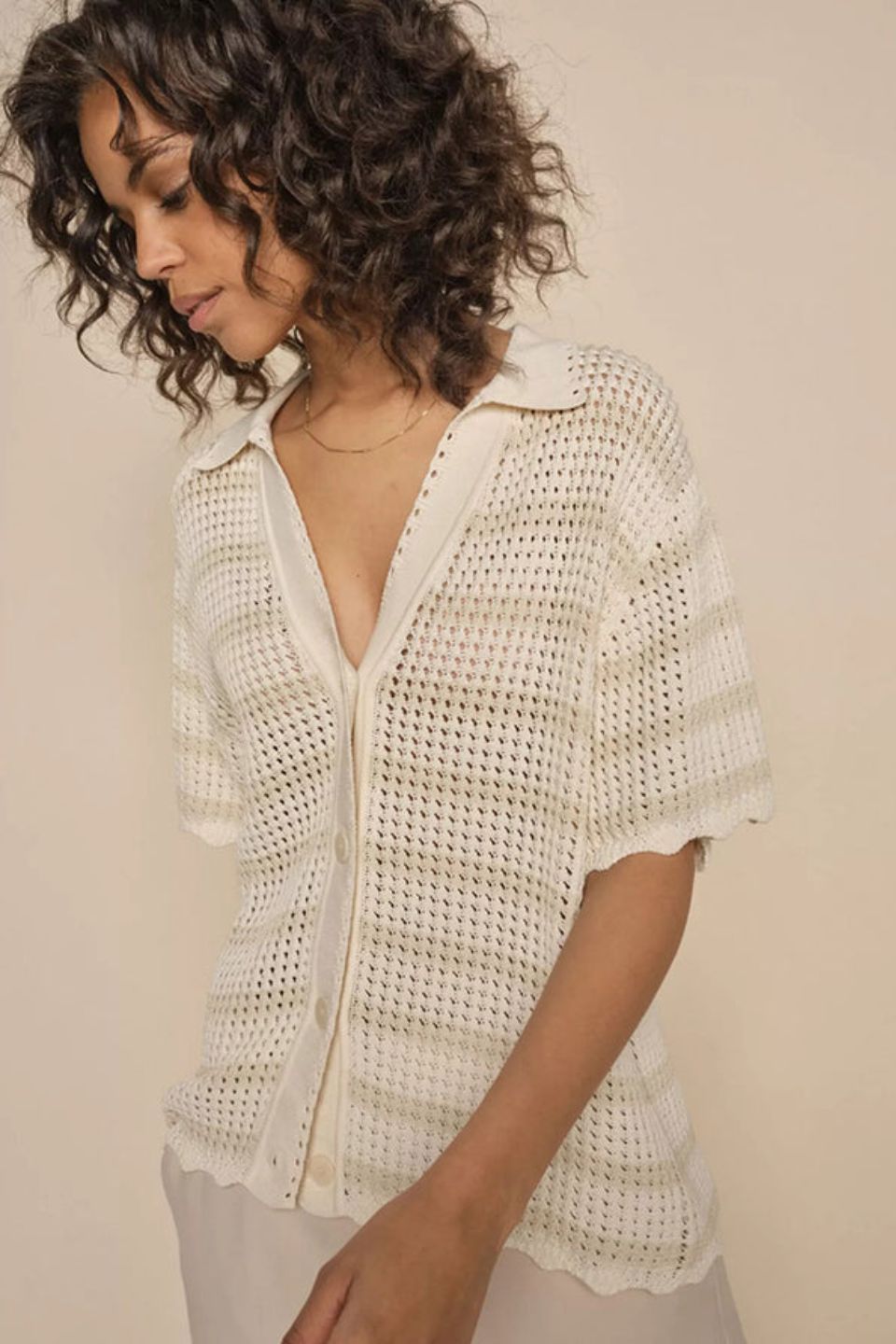 Une Knit Cardigan Ecru