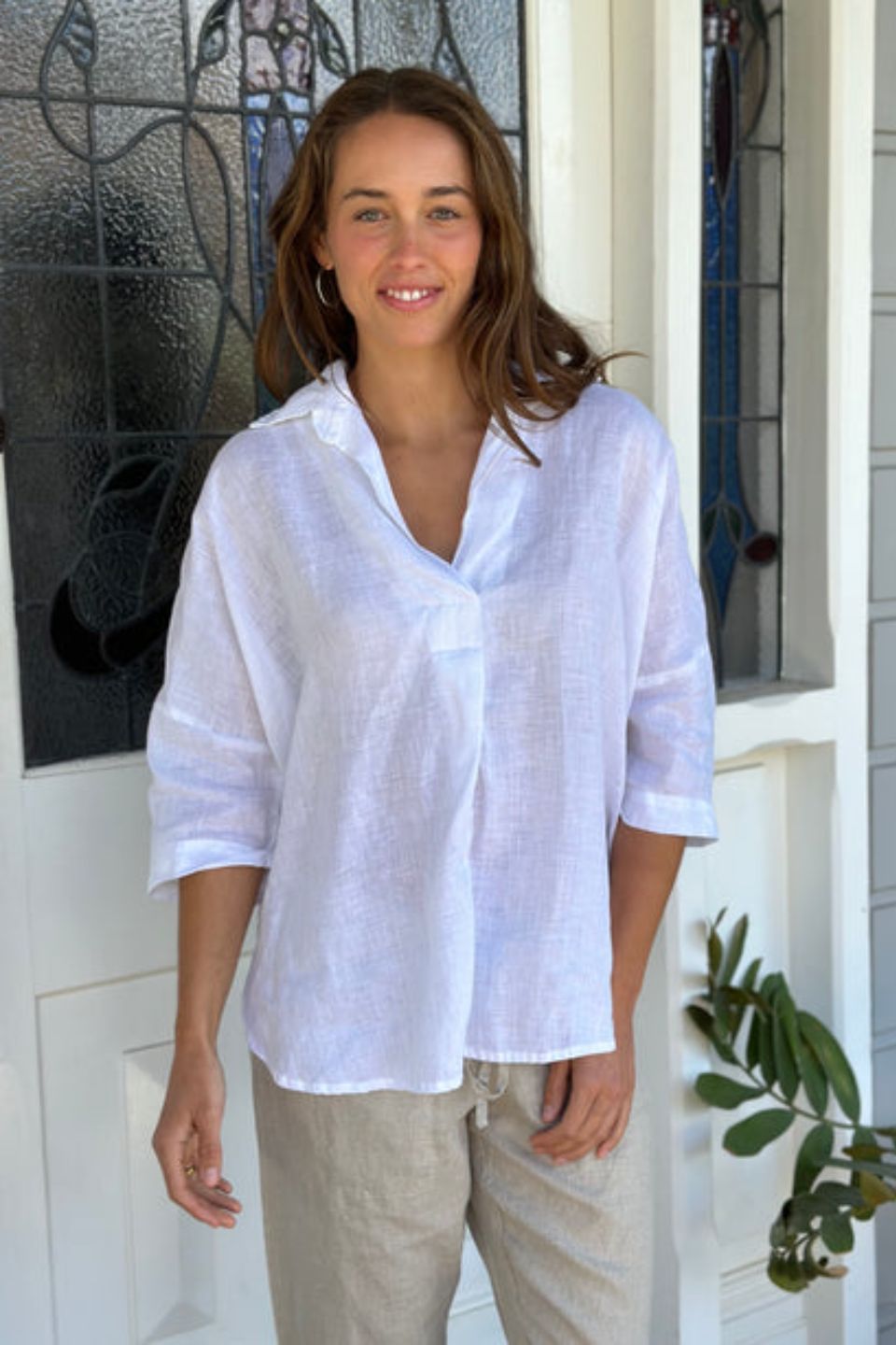 Riley Top Linen White