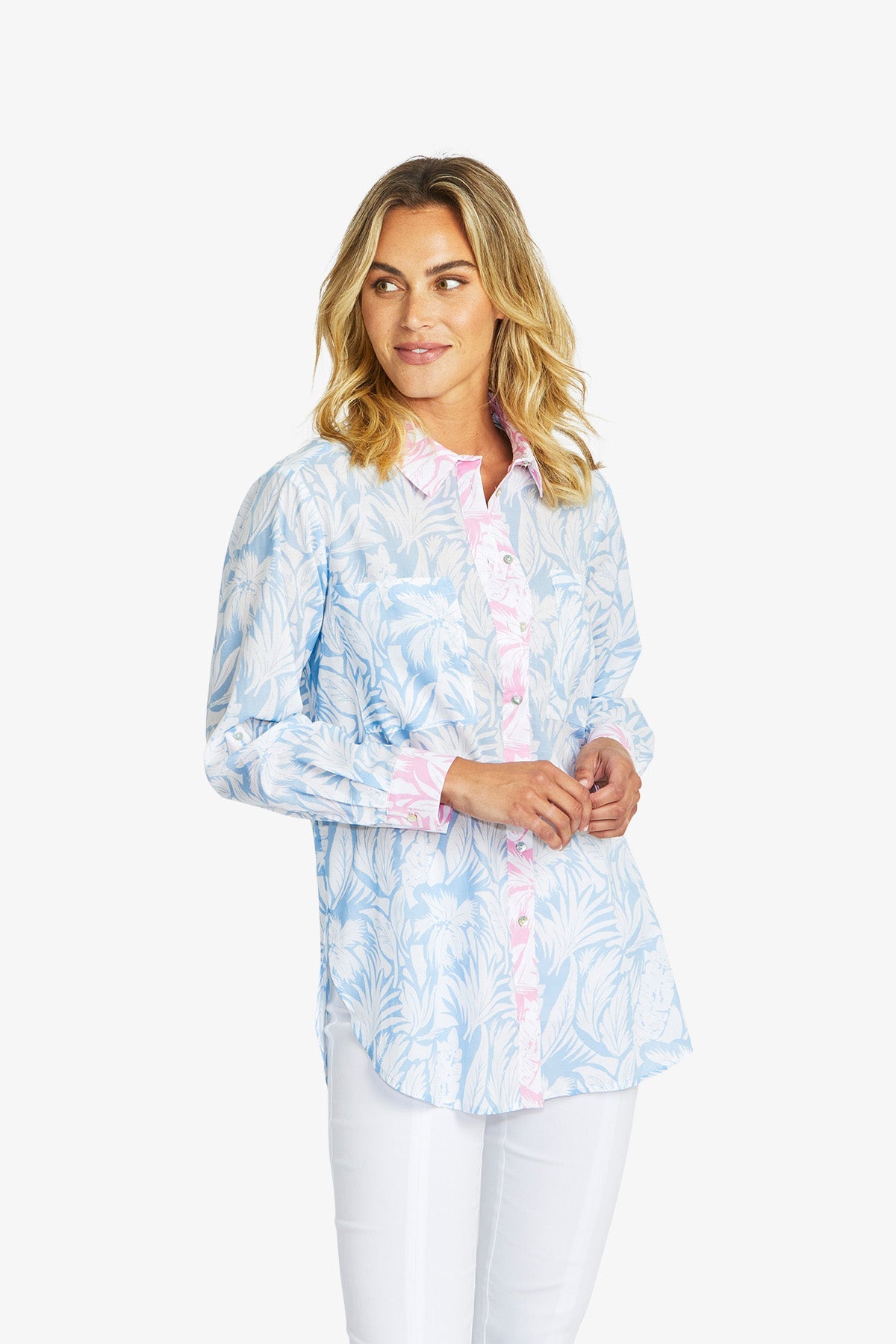 Gigi Contrast Shirt Nordic/White