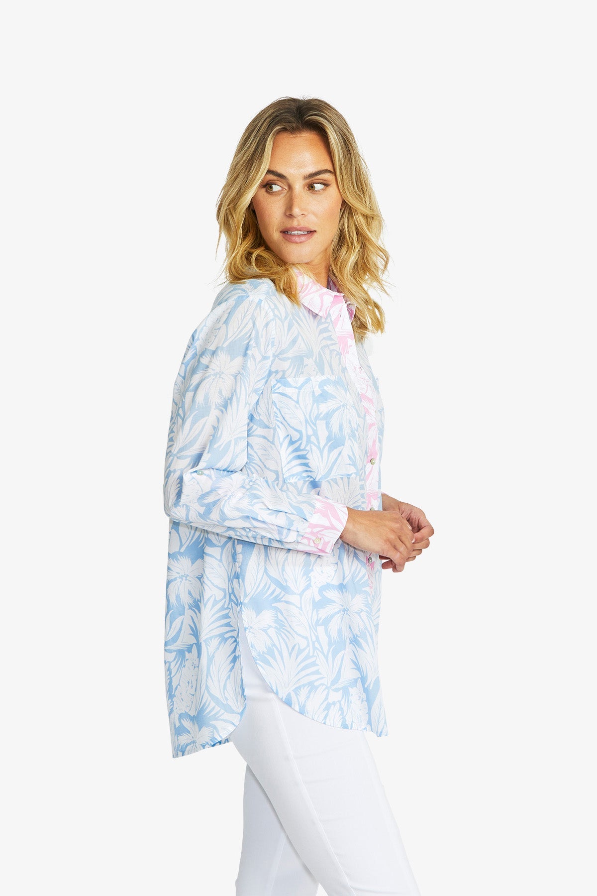 Gigi Contrast Shirt Nordic/White