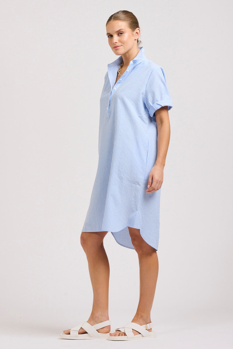 Katie Short Sleeve Shirtdress Blue