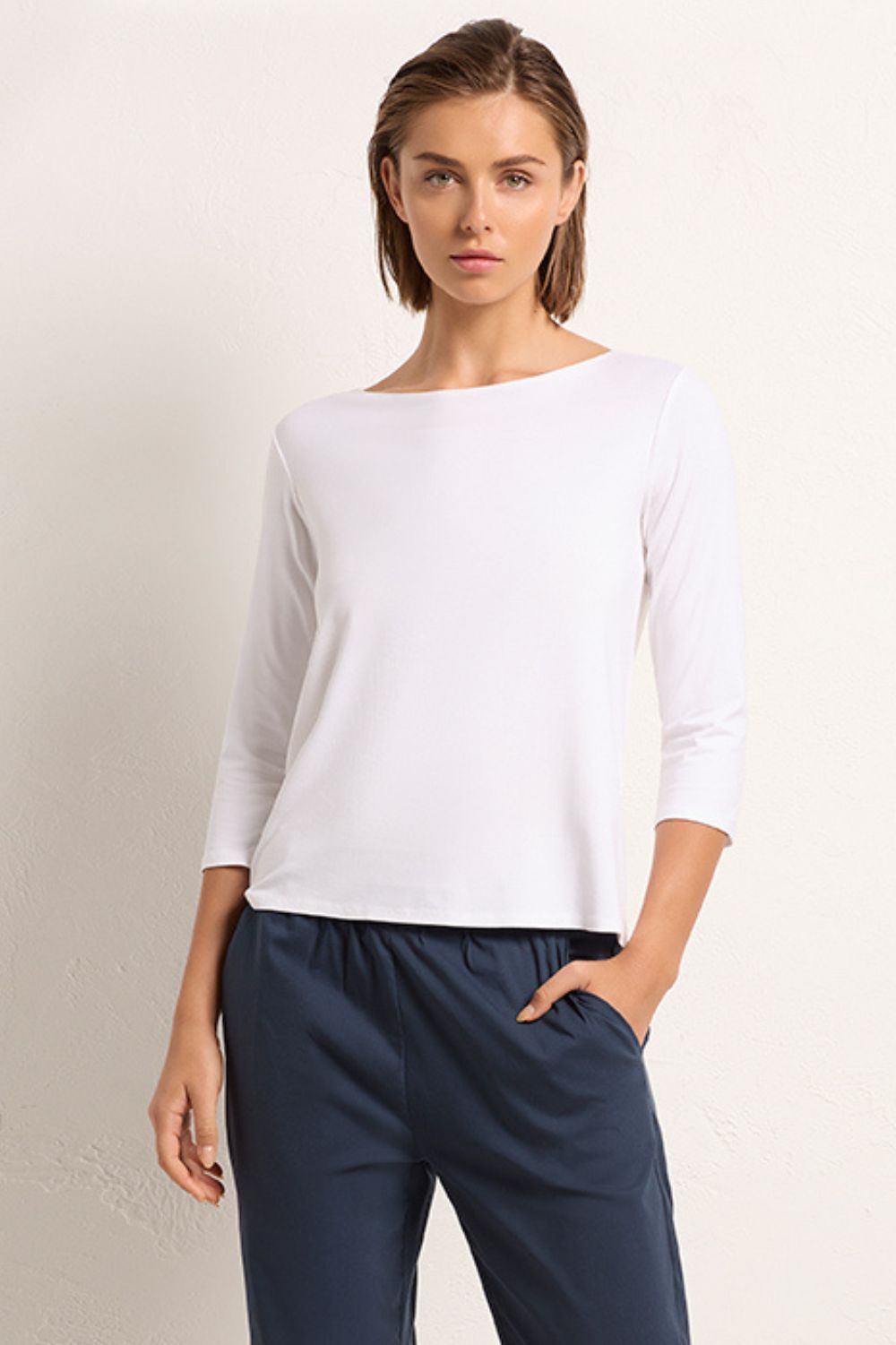 Relaxed Boat Neck White