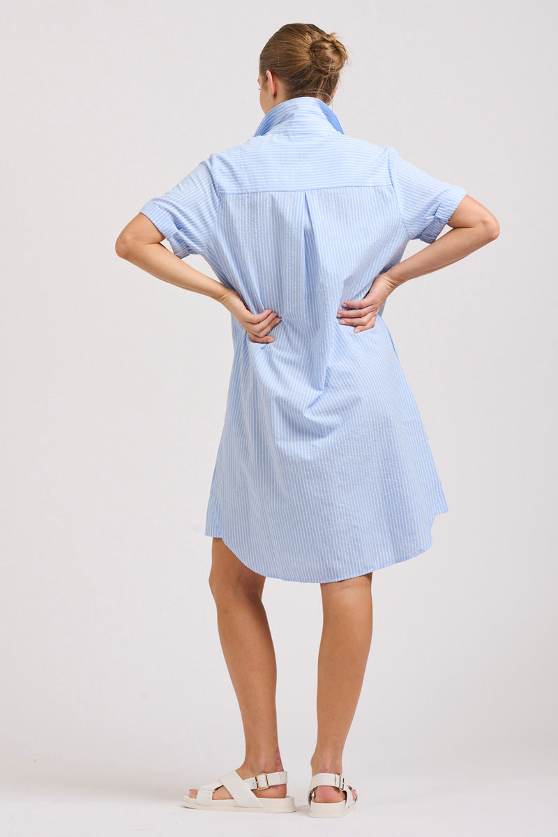 Katie Short Sleeve Shirtdress Blue