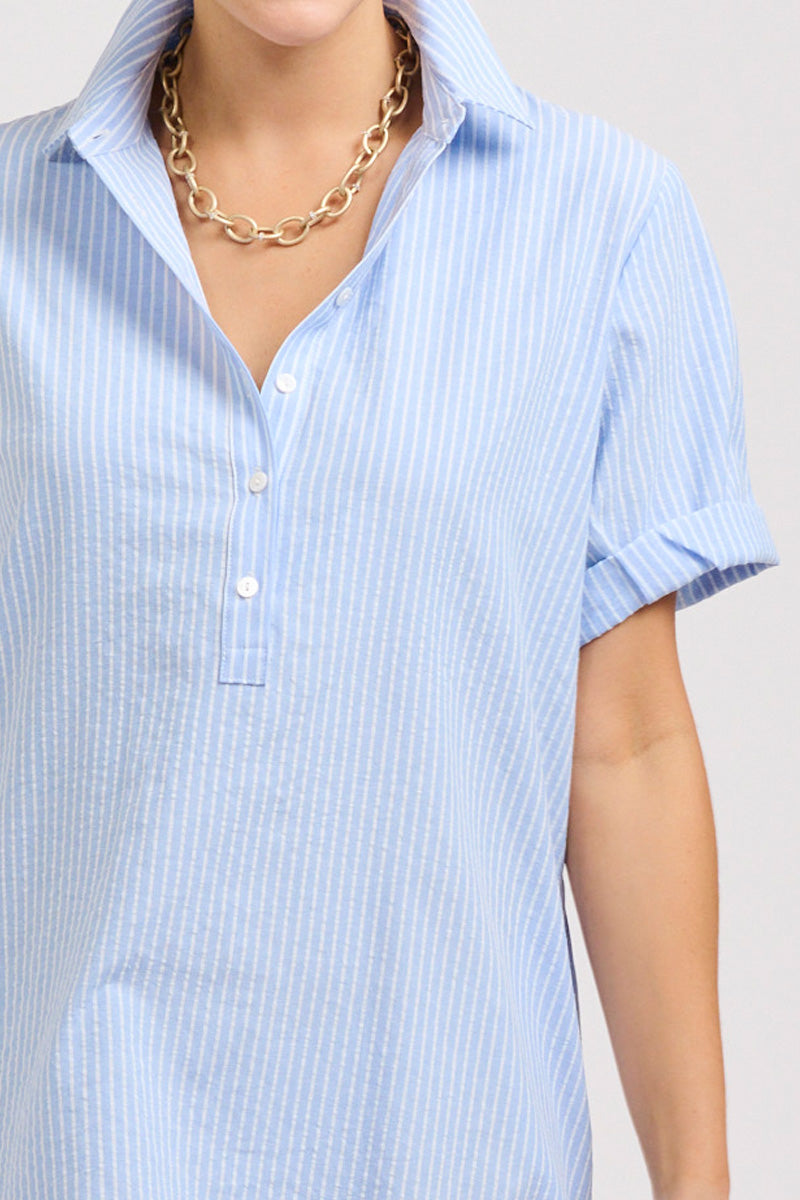 Katie Short Sleeve Shirtdress Blue