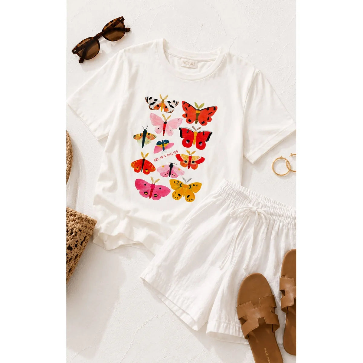 T Shirt White Butterflies One In Million
