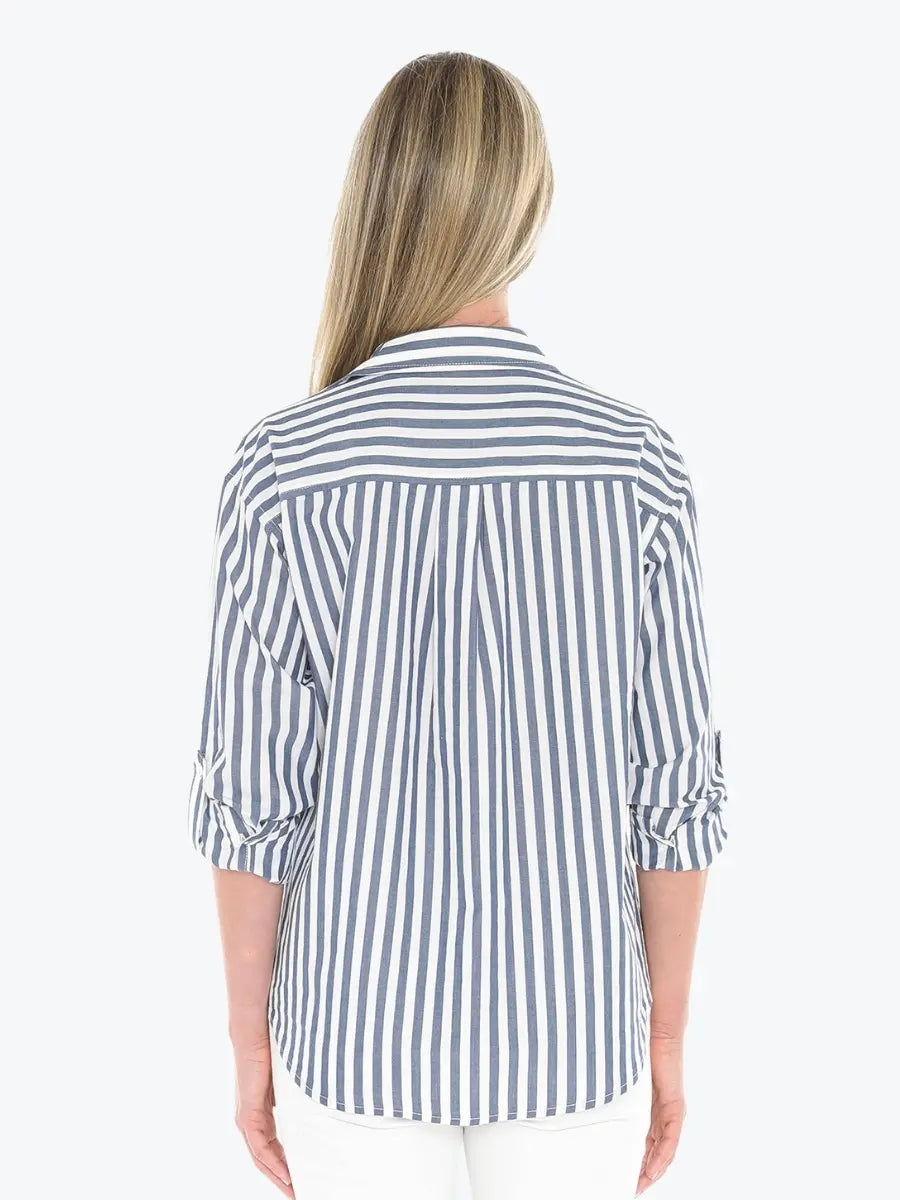 Holiday Stripe Shirt Navy White