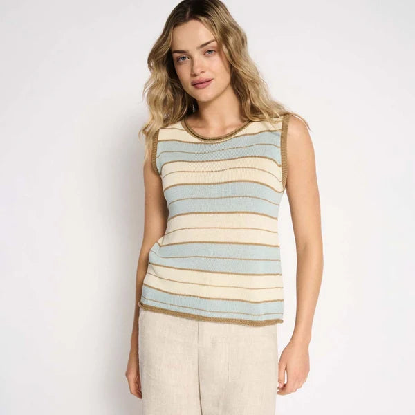 LL Solene Stripe Tank Dusty Aqua