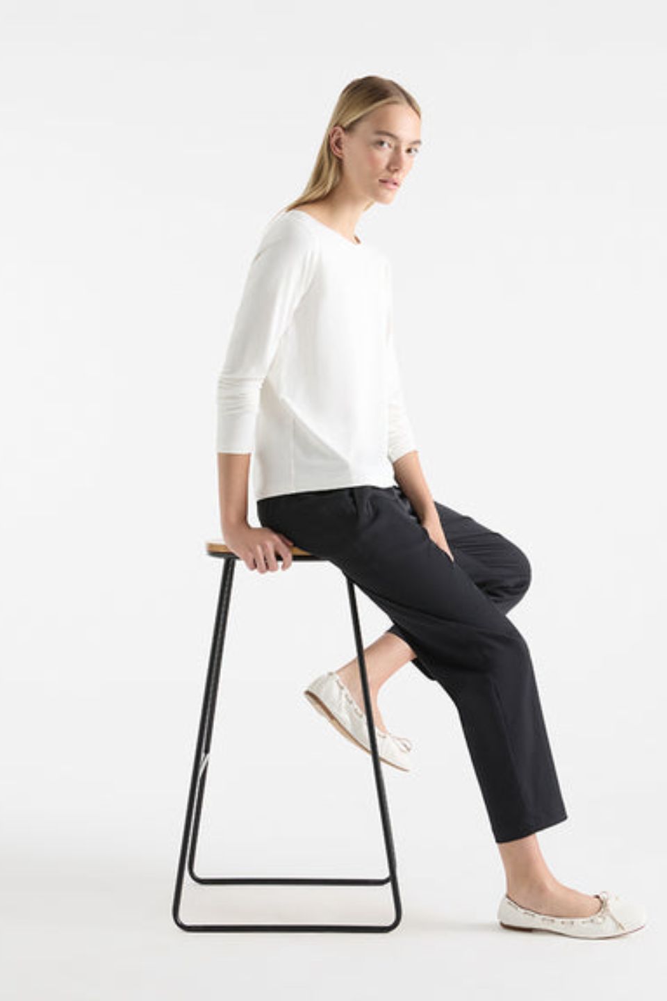 L/S Relaxed Boat Neck White