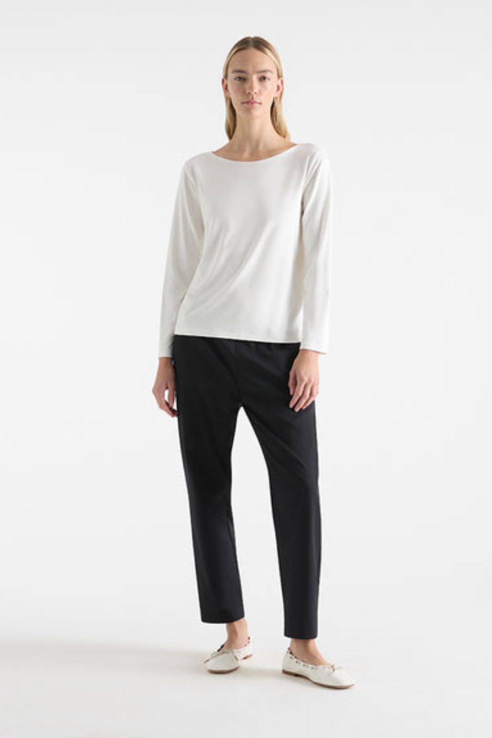 L/S Relaxed Boat Neck White