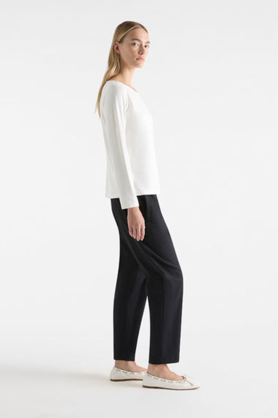 L/S Relaxed Boat Neck White