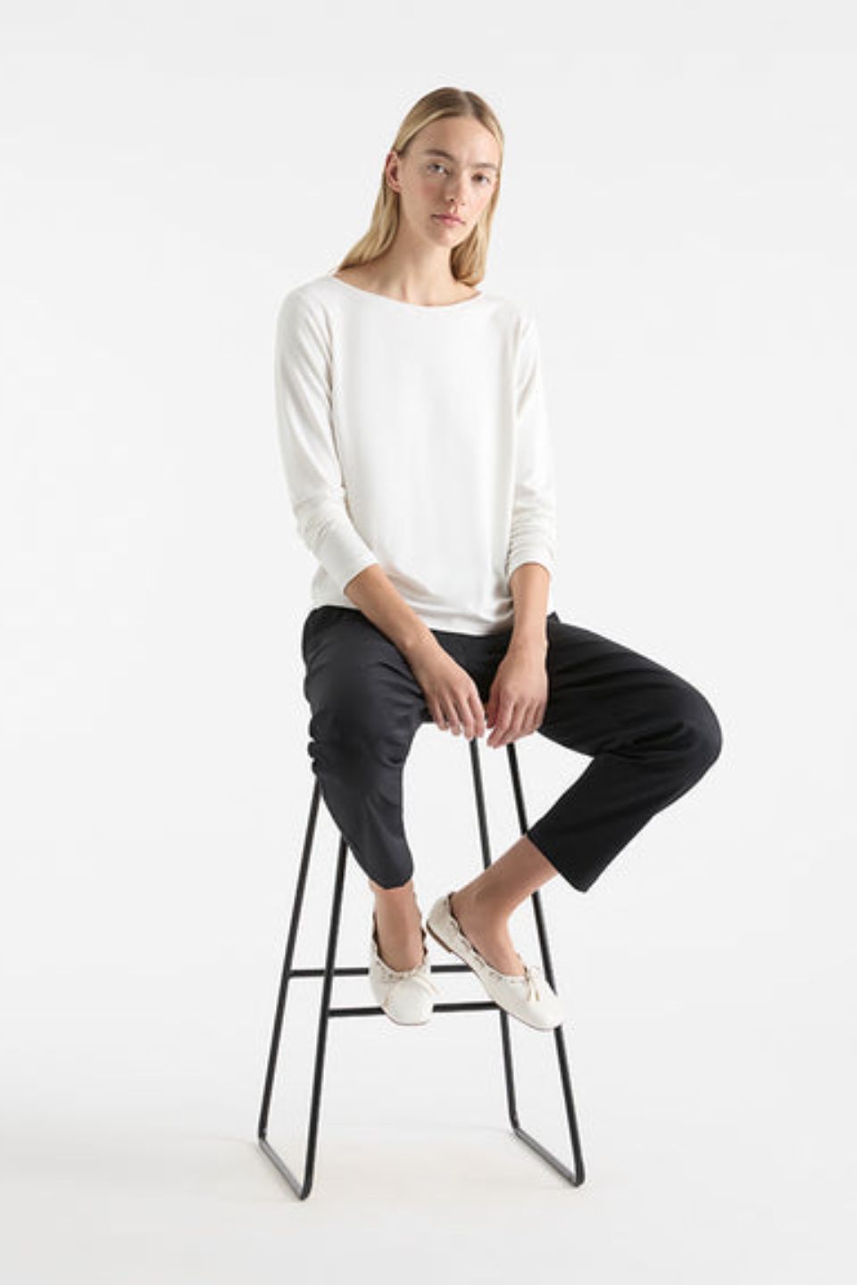 L/S Relaxed Boat Neck White
