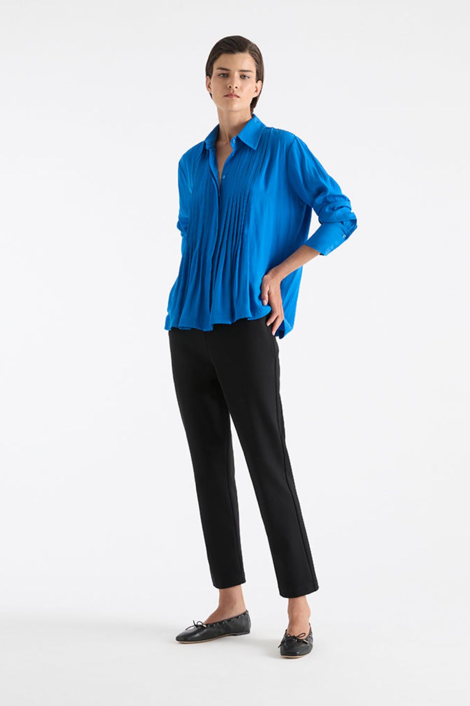 Straw Pleat Shirt Topaz