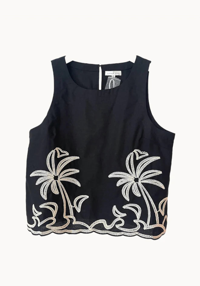 Palm Embroidered Top