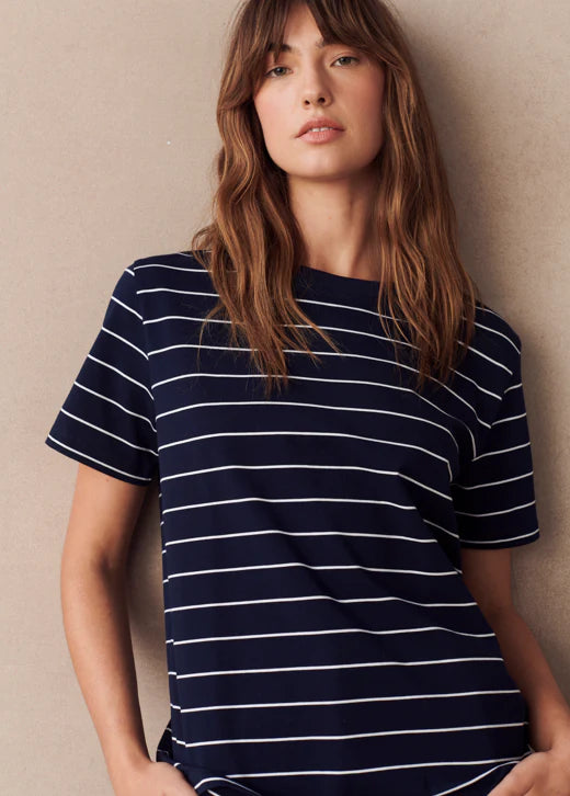 Stripe Athens Tee Navy/White