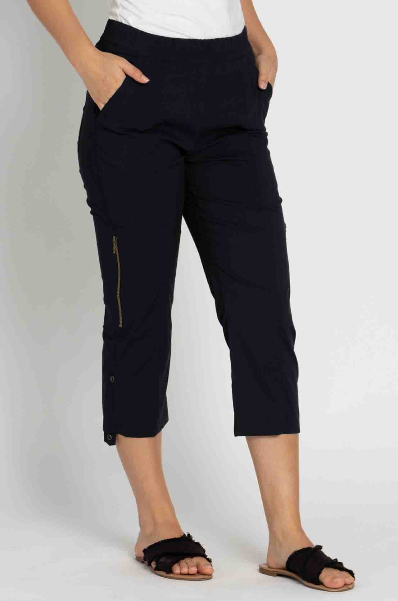 Cropped Zip Cargo French Navy