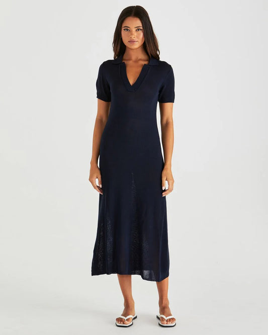 Abbie Knit Polo Dress Navy