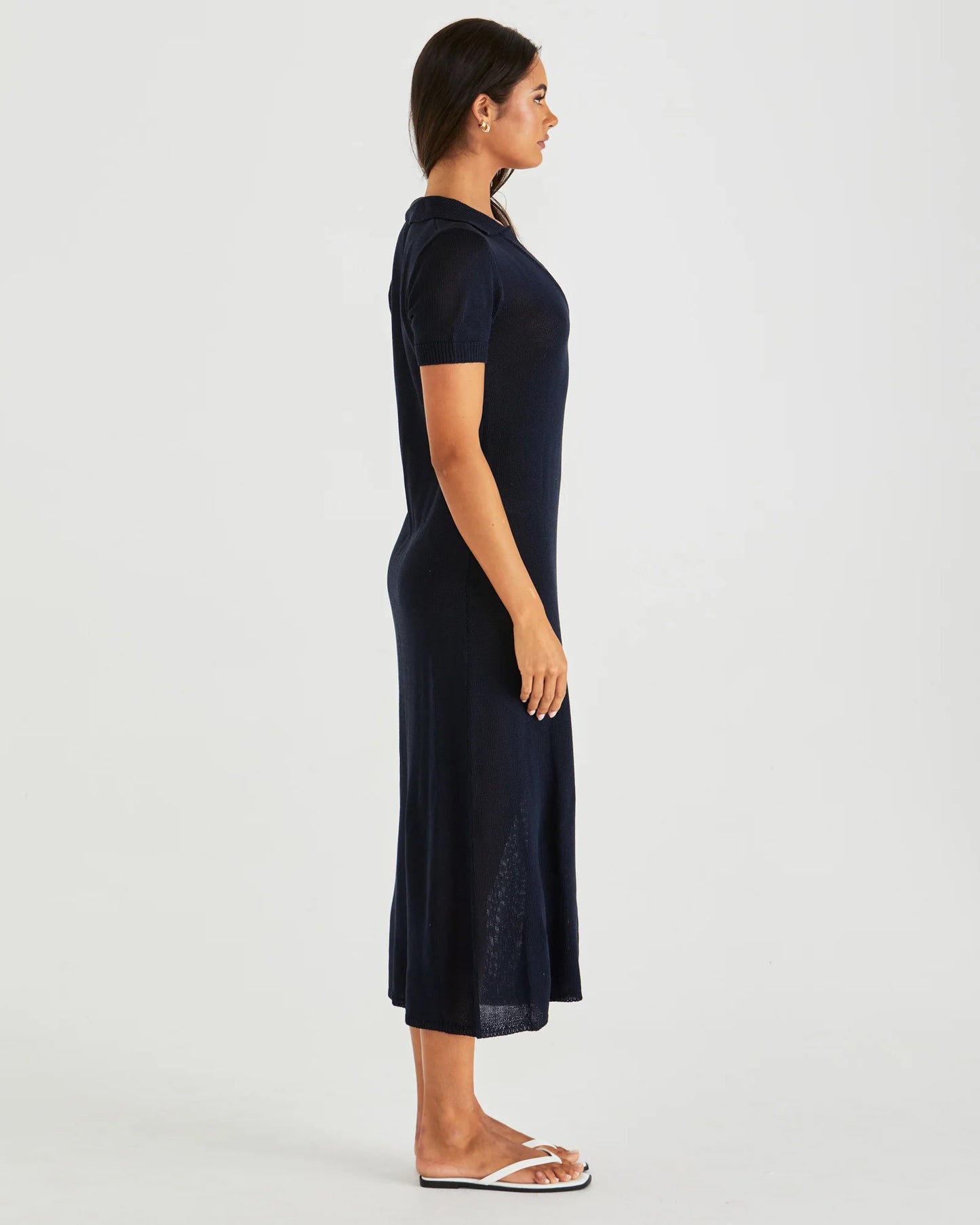 Abbie Knit Polo Dress Navy