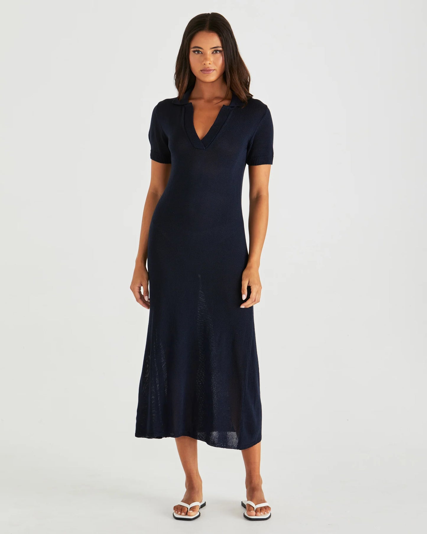Abbie Knit Polo Dress Navy