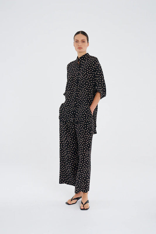 Silk Pace Pant Black Meringue