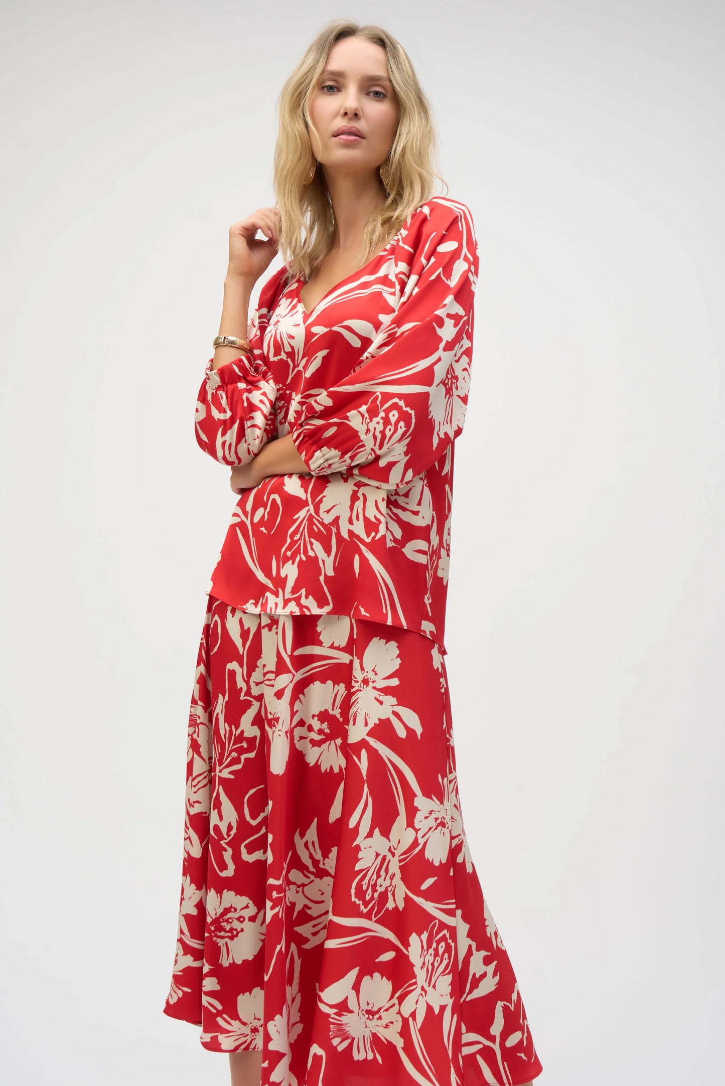 Sicilian Spring Satin Top Floral Print