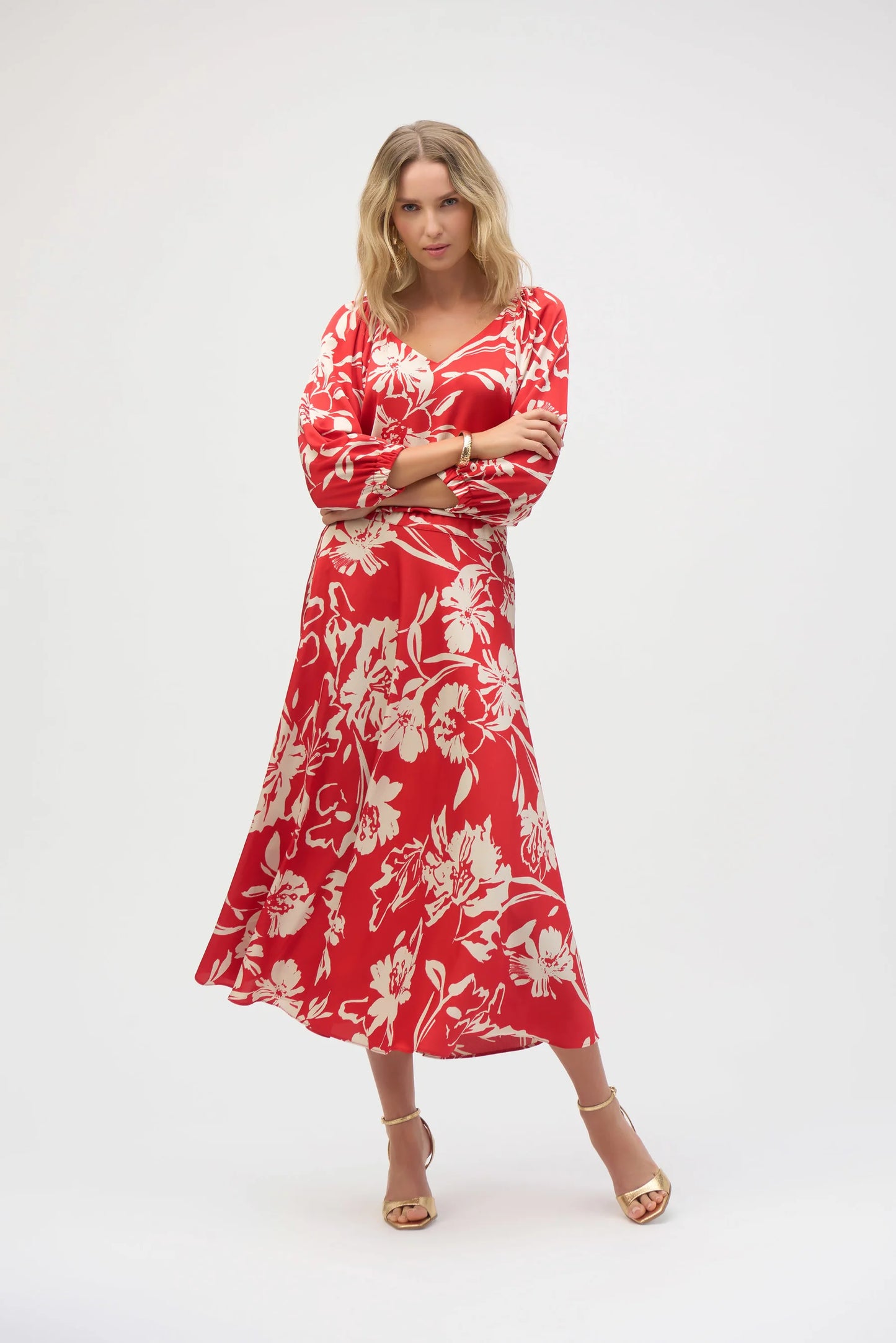 Sicilian Spring Satin Top Floral Print