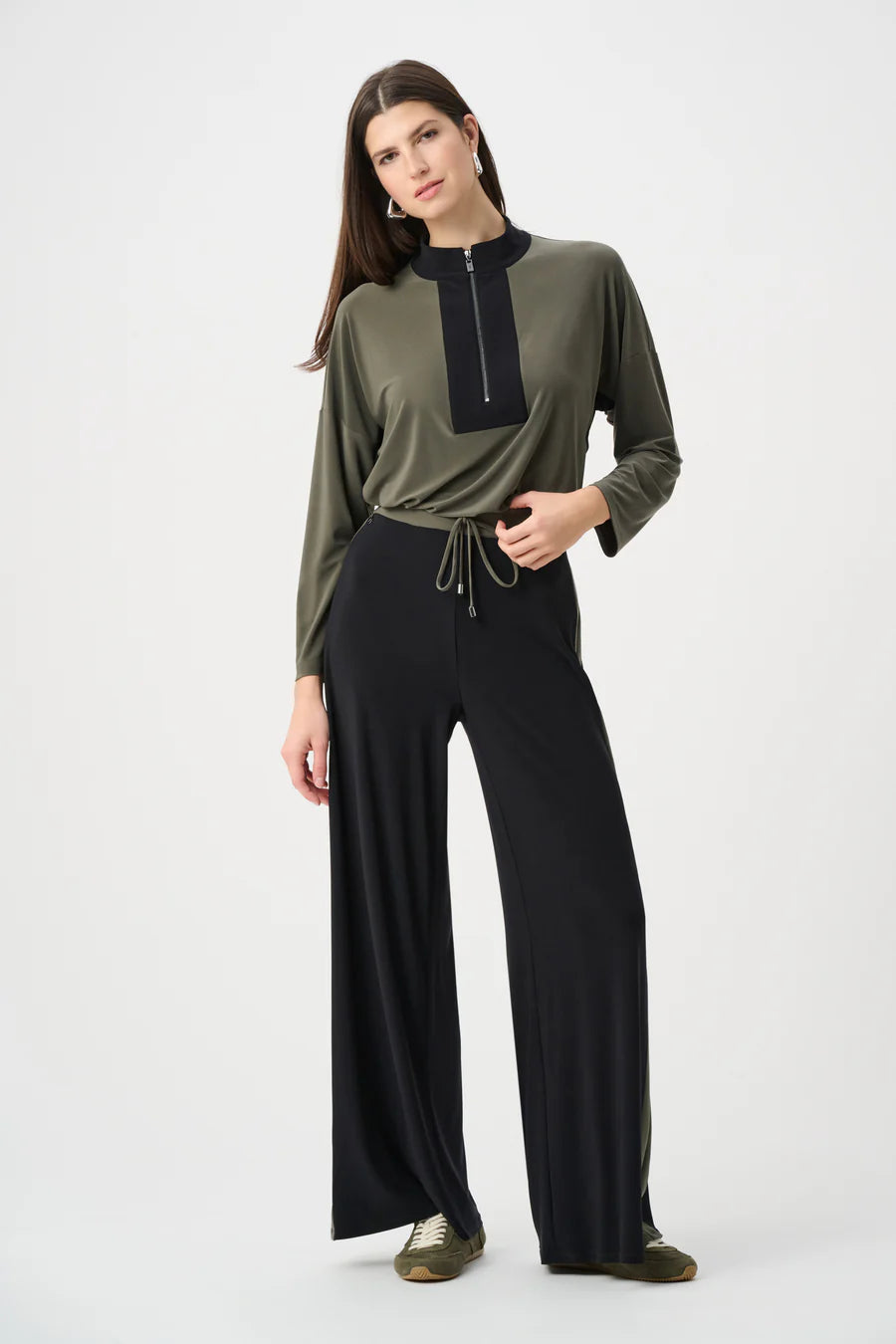 263607 Trousers Wide Leg Black/Avocado
