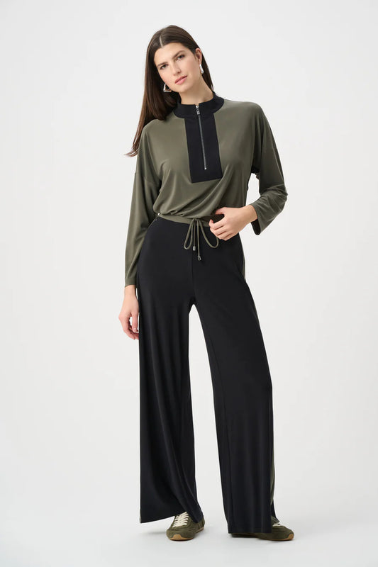 263607 Trousers Wide Leg Black/Avocado