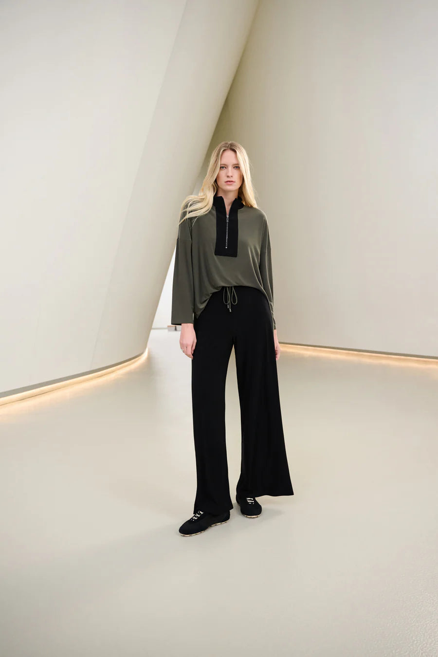 263607 Trousers Wide Leg Black/Avocado