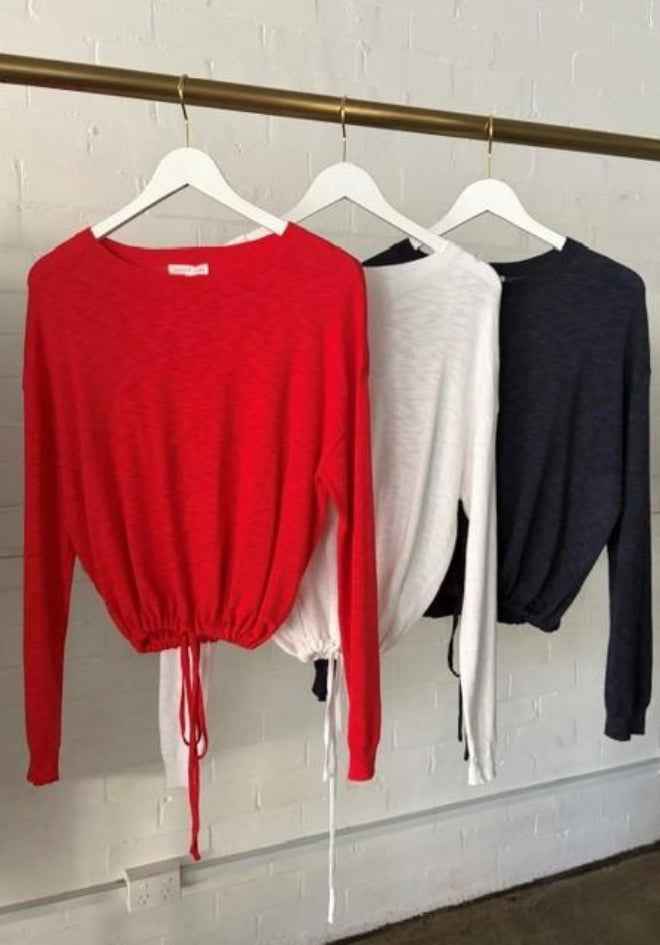 Hailey Drawstring Top Red
