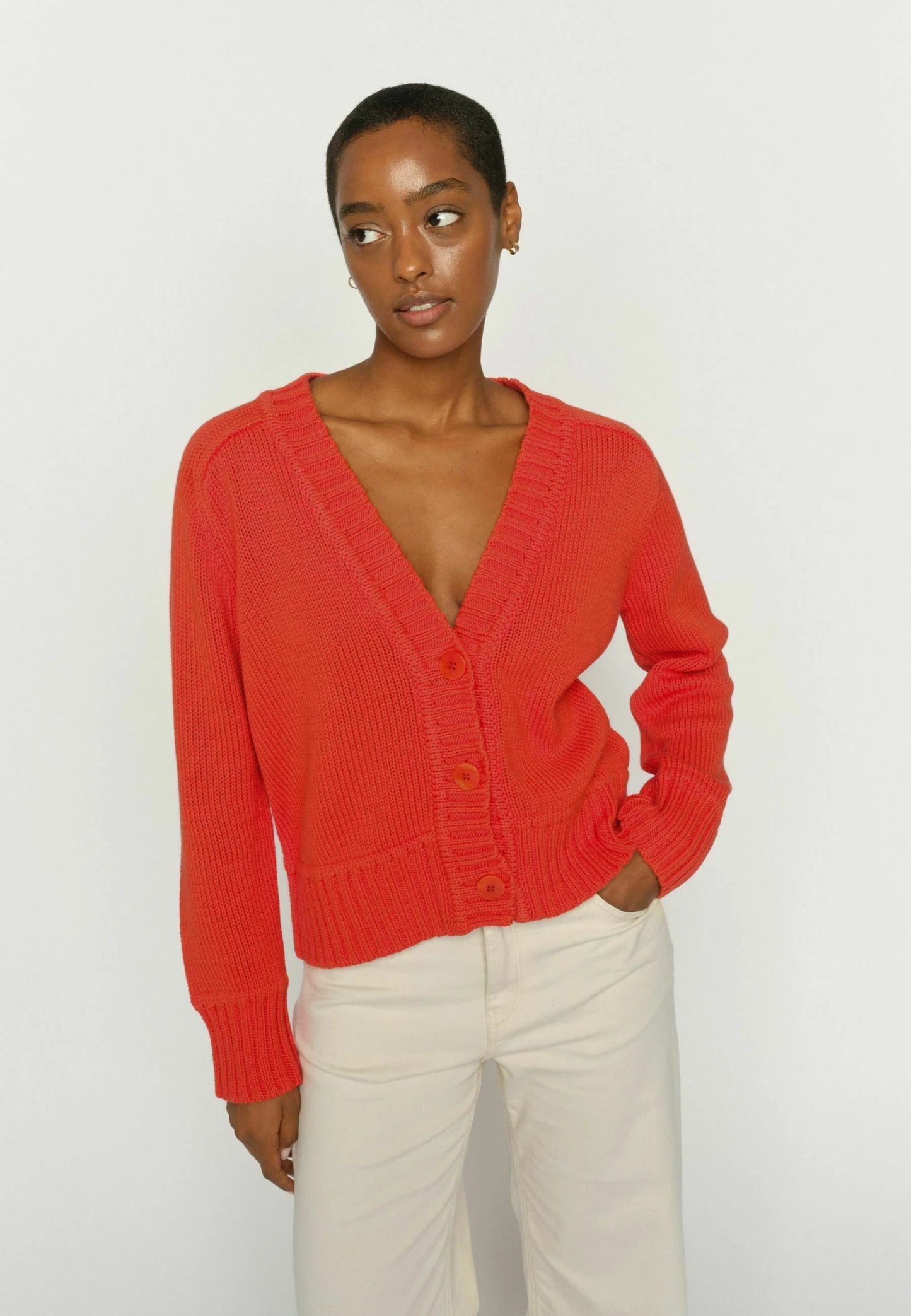 Rola Bine V Neck Knit Cardigan spicy