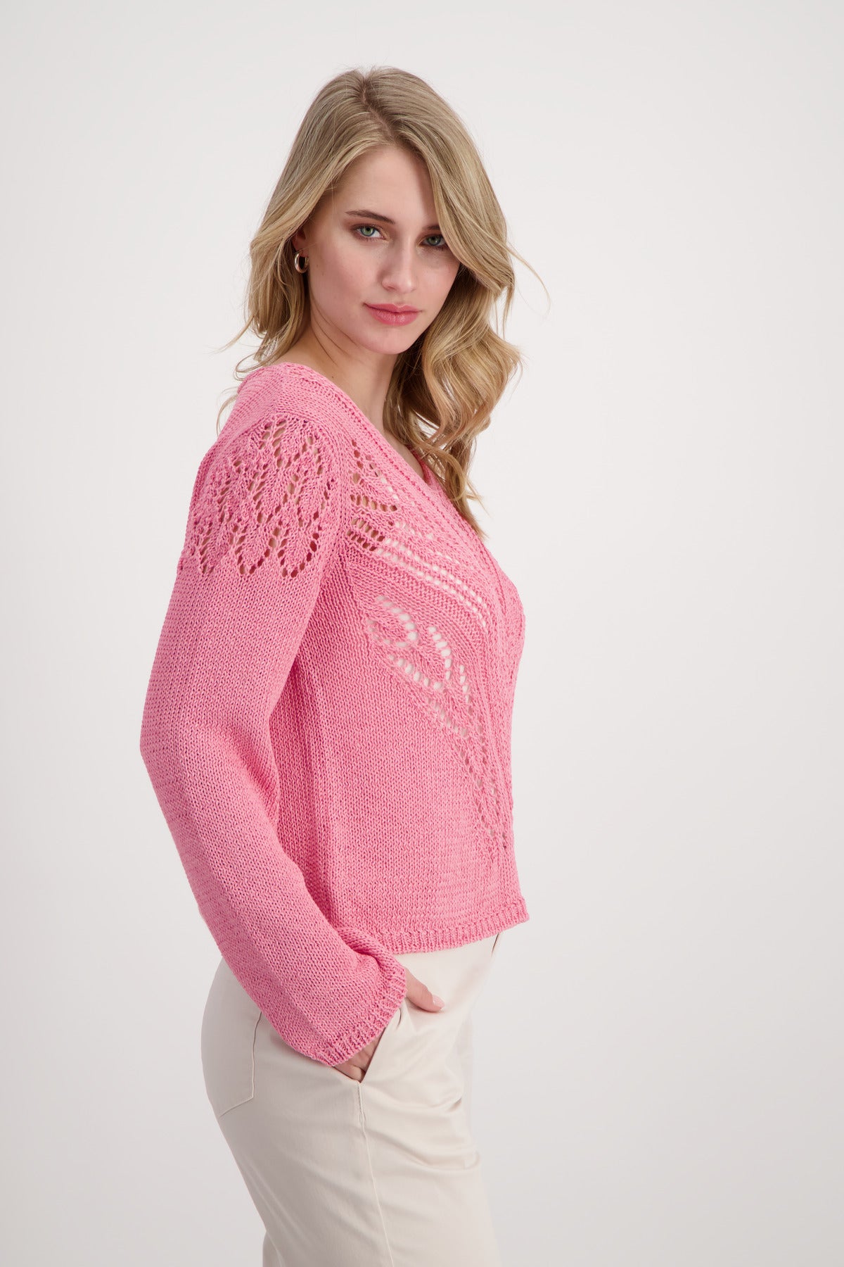 V Neck Pullover Pink