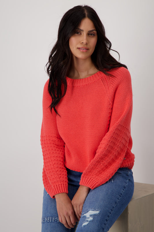 Round Neck Pullover Coral