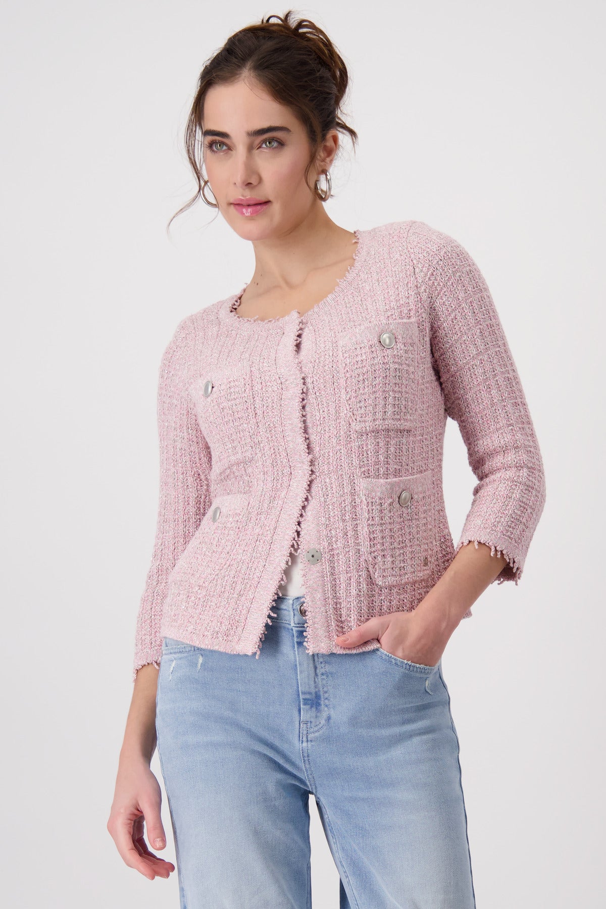 Round Neck Jacket Pink