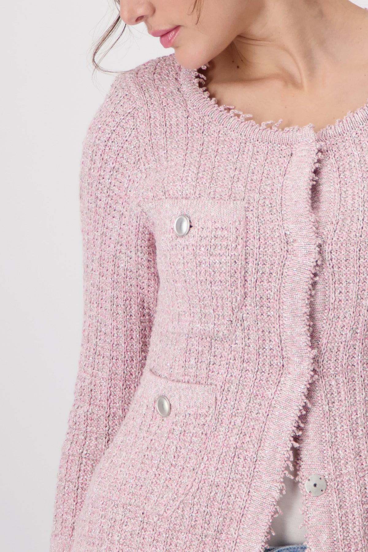 Round Neck Jacket Pink