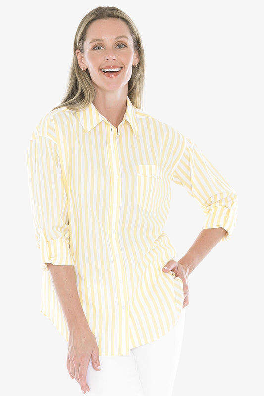 Holiday Stripe Shirt Daffodil White