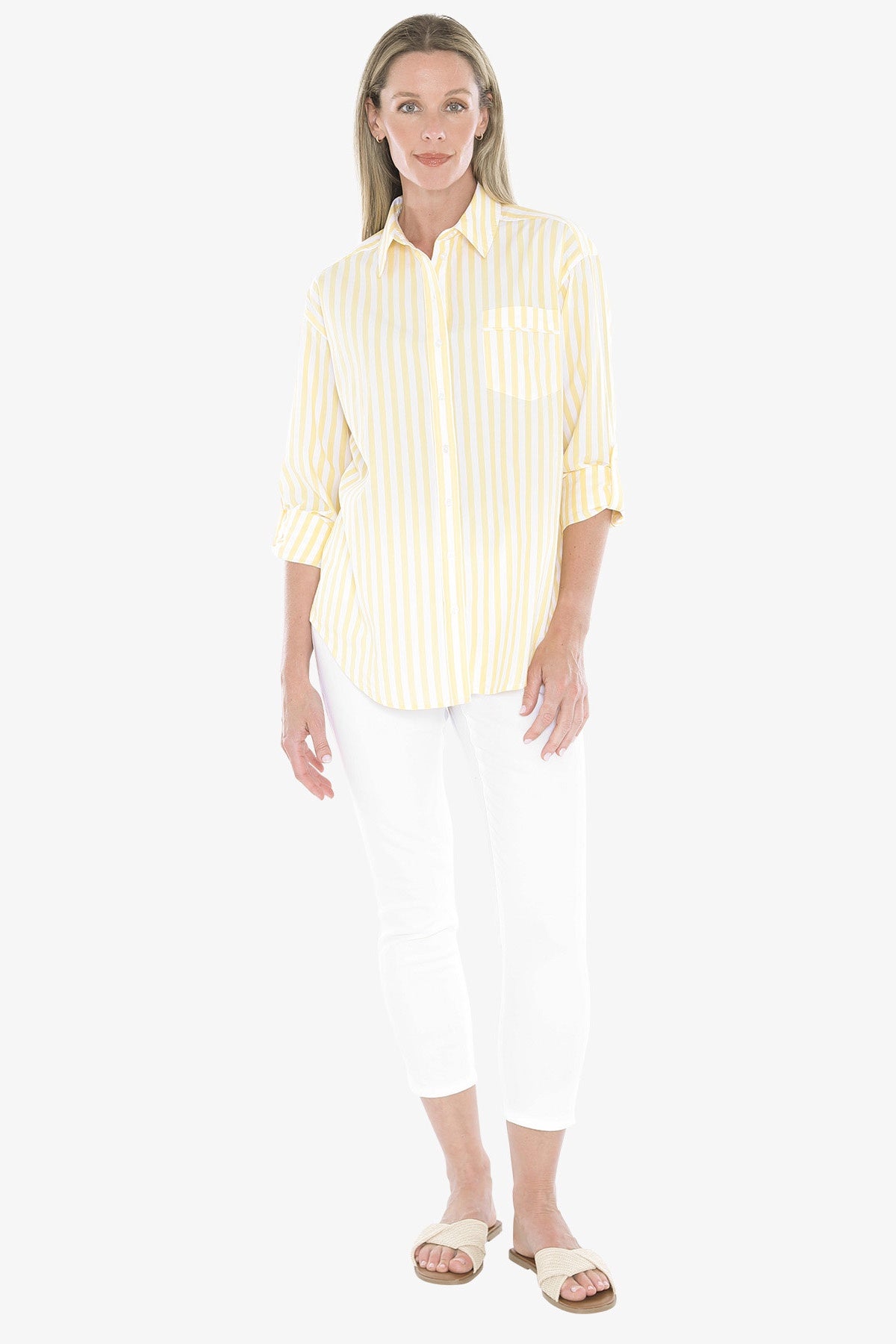 Holiday Stripe Shirt Daffodil White