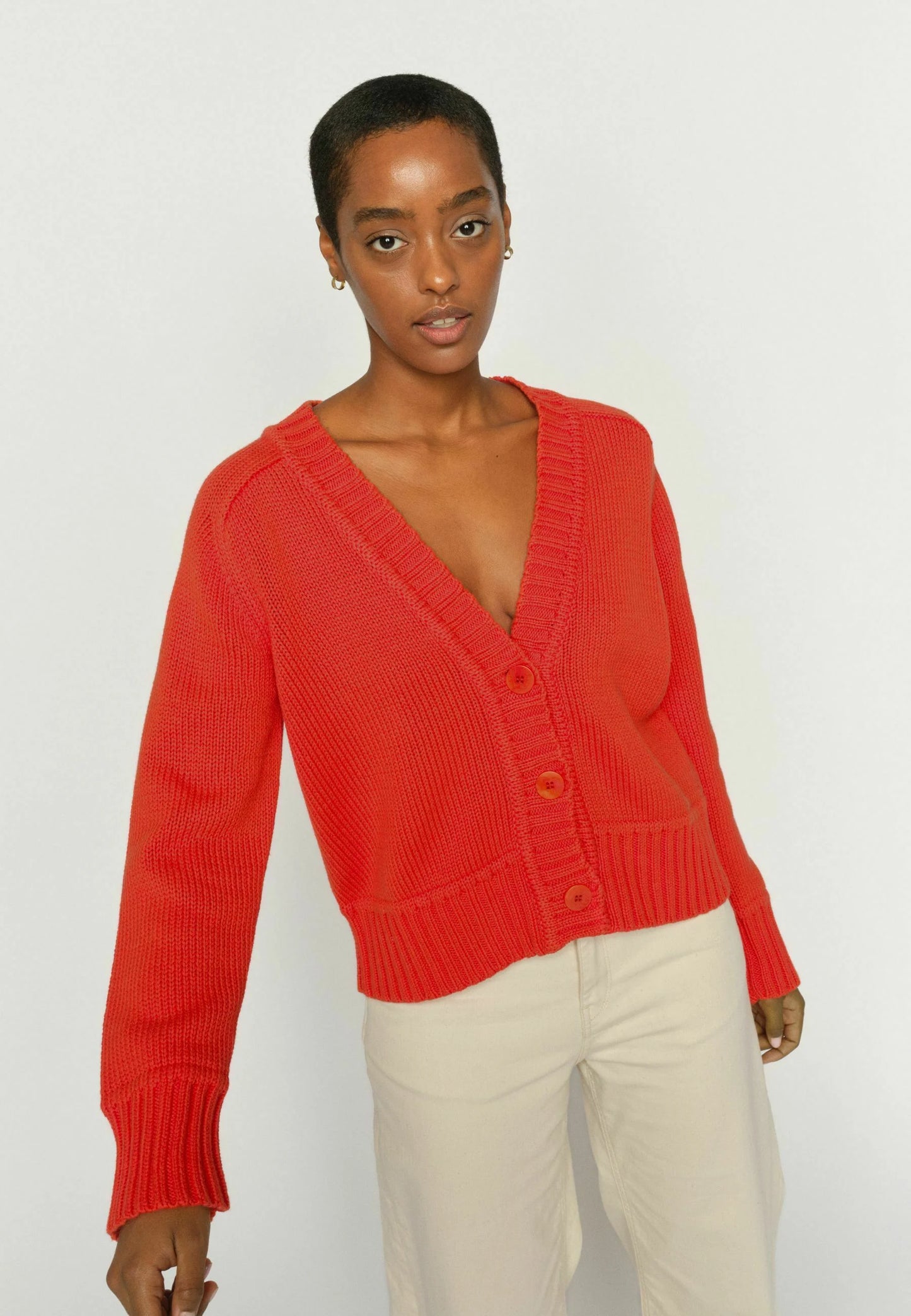 Rola Bine V Neck Knit Cardigan spicy