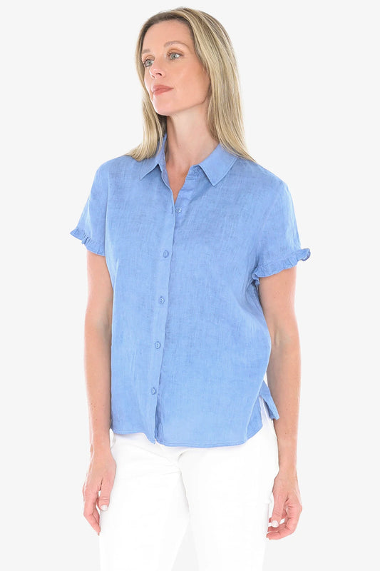 Pigment Ruffle Shirt Coastal