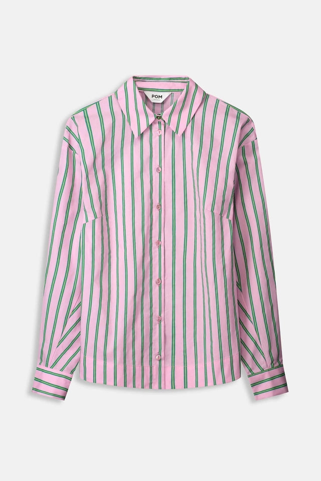 Blouse Stripe Poplin Rose Pink