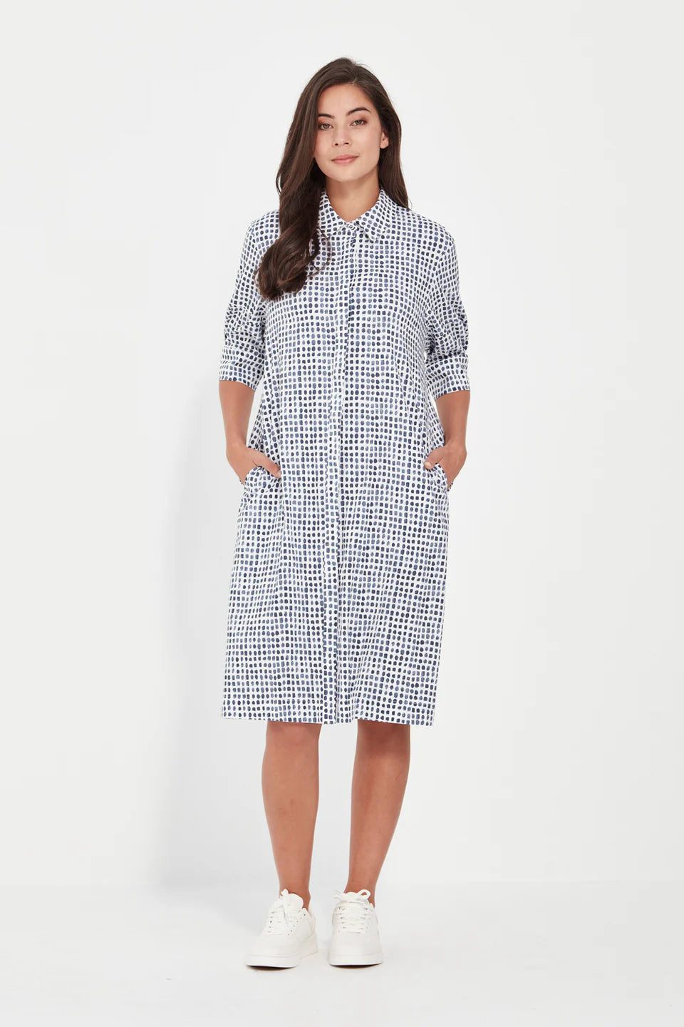 Verge Acrobat Tile Dress Denim Print - Lee Louise Boutique – Lee Louise ...