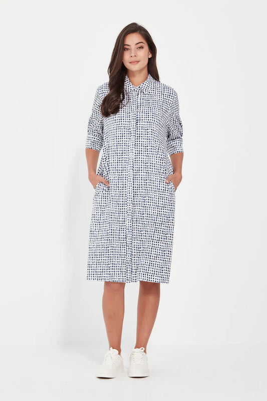 Acrobat Tile Dress Denim Print